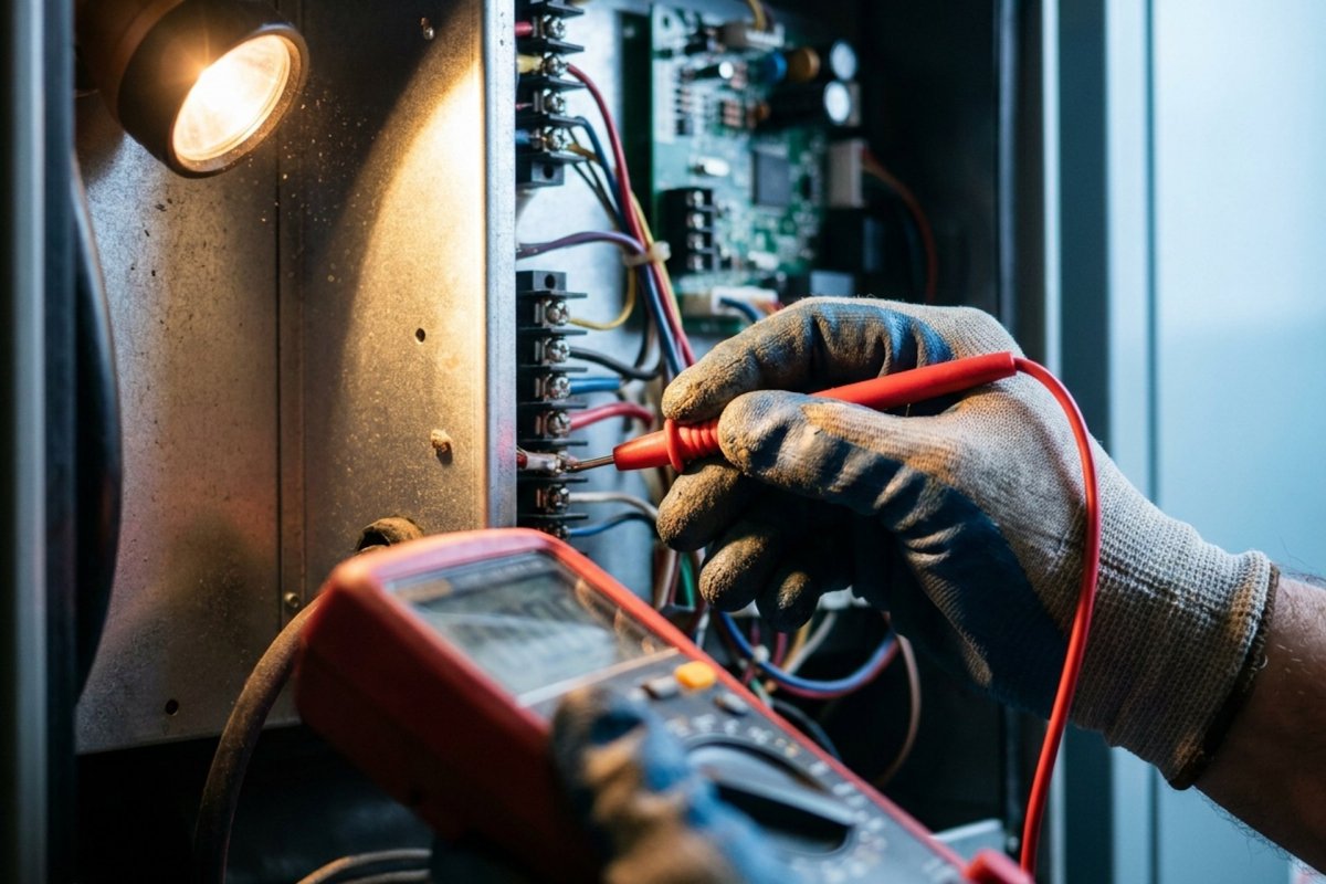 NATE-certified ANC technician performing a furnace tune-up in a Binghamton NY home before fall